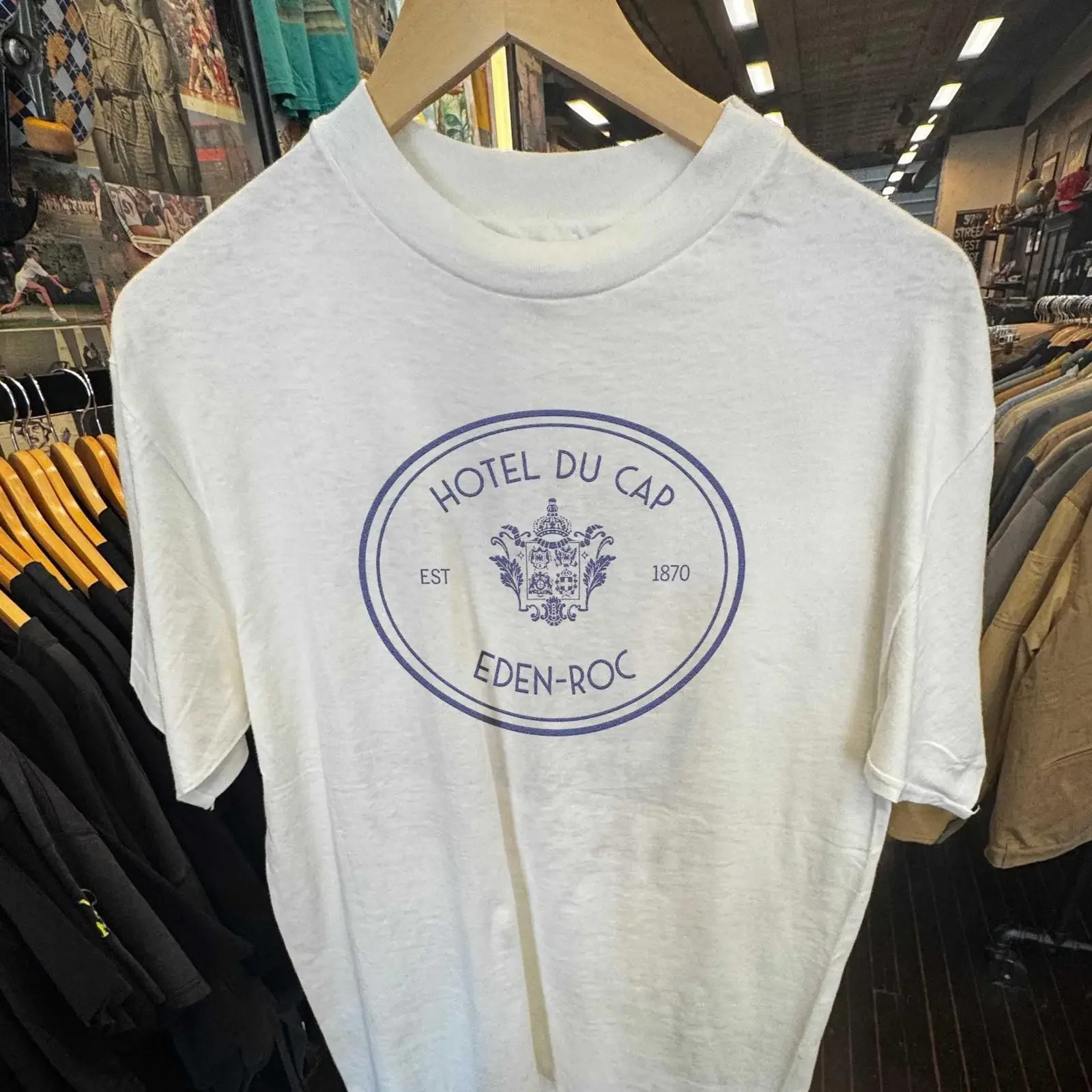 90s du cap eden rock rare washed white tee vintage Washed Soft Versatile Comfortable streetwear fashion Slightly