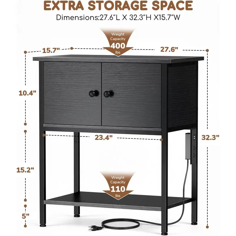 10-30 Gallon Fish Tank Stand with Power Outlets Metal Frame Aquarium Stand with Cabinet Storage Reptile Turtle Tank Stand for