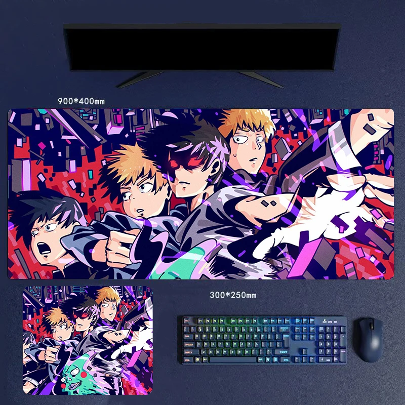 30/60/70/80cm Mob Shigeo Kageyama Reigen Arataka Anime HD Pattern Desk Mat Rubber Mouse Pads Character Mice Computer Peripherals