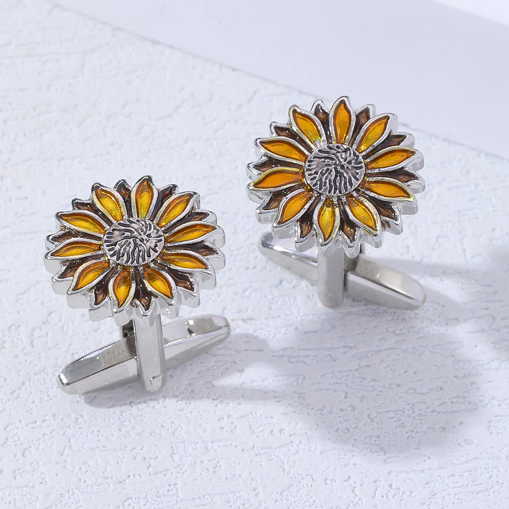 Neuankömmling Sonnenblumen Manschette Links Sonne Blume Herren Manschetten knöpfe Schmuck Geschenk Hochzeit Geburtstag Jubiläum Vatertag – Detail 4