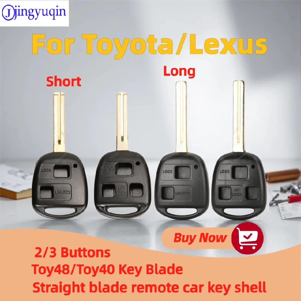 

jingyuqin 2/3 Buttons Replacement Remote Car Key Shell Case Fob For Toyota Lexus GS LX ES 250 300 Toy48/TOY40 Key Blade No logo