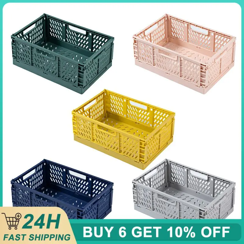 Portable Plastic Crate Large Capacity Foldable Plastic Storage Box Office Storage Space-efficient Multi-functional Sturdy Trendy