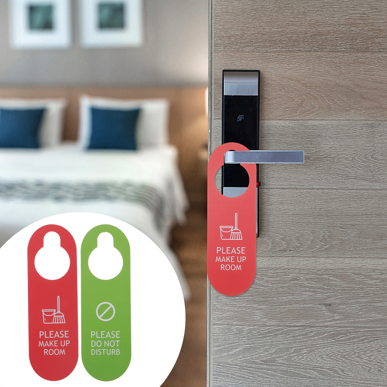 

6pcs Door Hanging Tag Hotel Room Sign Do Not Disturb Make Up Clear Printing Eye-Catching Design Suitable For