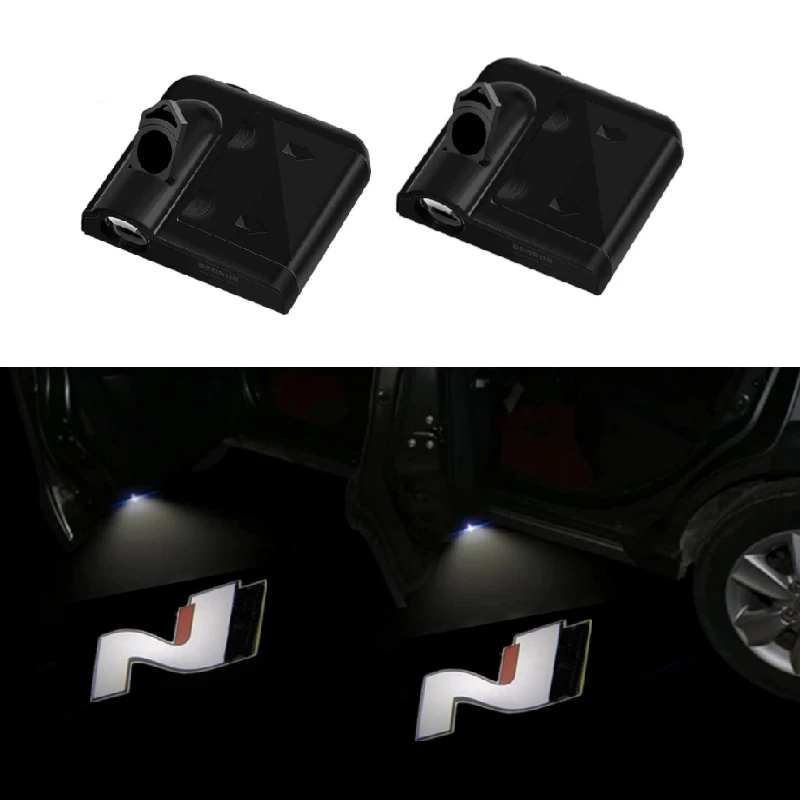 

2 шт. светодиодный светильник для дверей автомобиля, теневой призрак, ступенчатая лампа N с логотипом для Hyundai Veloster Kona Elantra i30 i20 Sonata, автоаксессуары