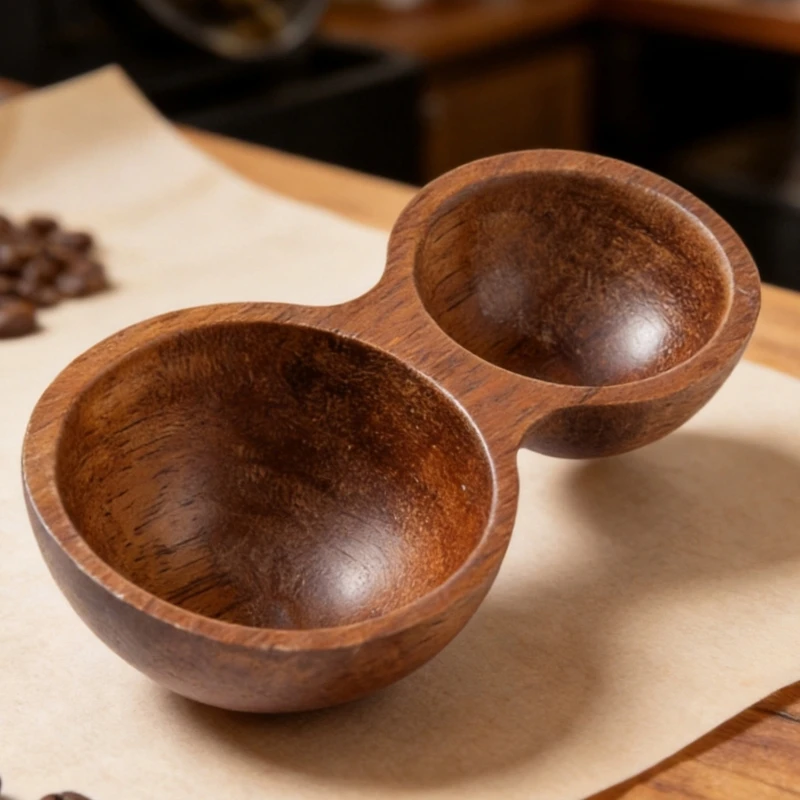 Coffee Spoon Two Ended Wooden Coffee Tool for Grounds and Tea Use, Small Kitchen Coffee Helper for Home Brewing 87HA
