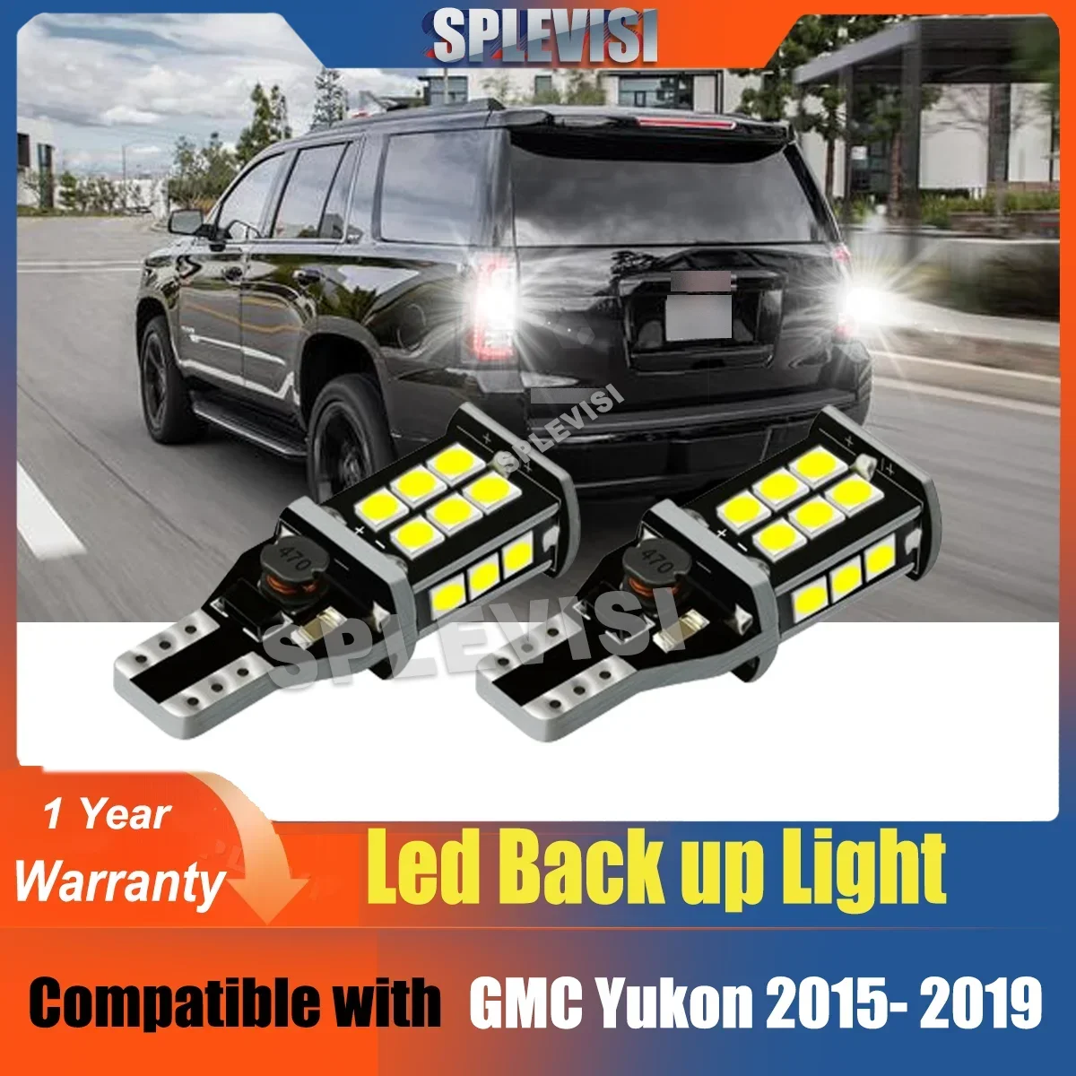 

2x T15 921 912 Car Brakeup Light HID White LED Bulb For GMC Yukon 2015 2016 2017 2018 2019