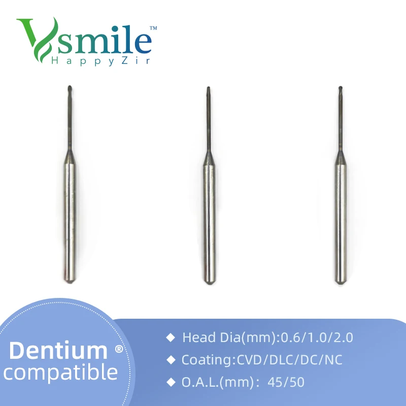 Dental Vsmile Shank 3mm Milling Tool Rainbow Mill machine Bur For Milling Zirconia/ PMMA/glass ceramic