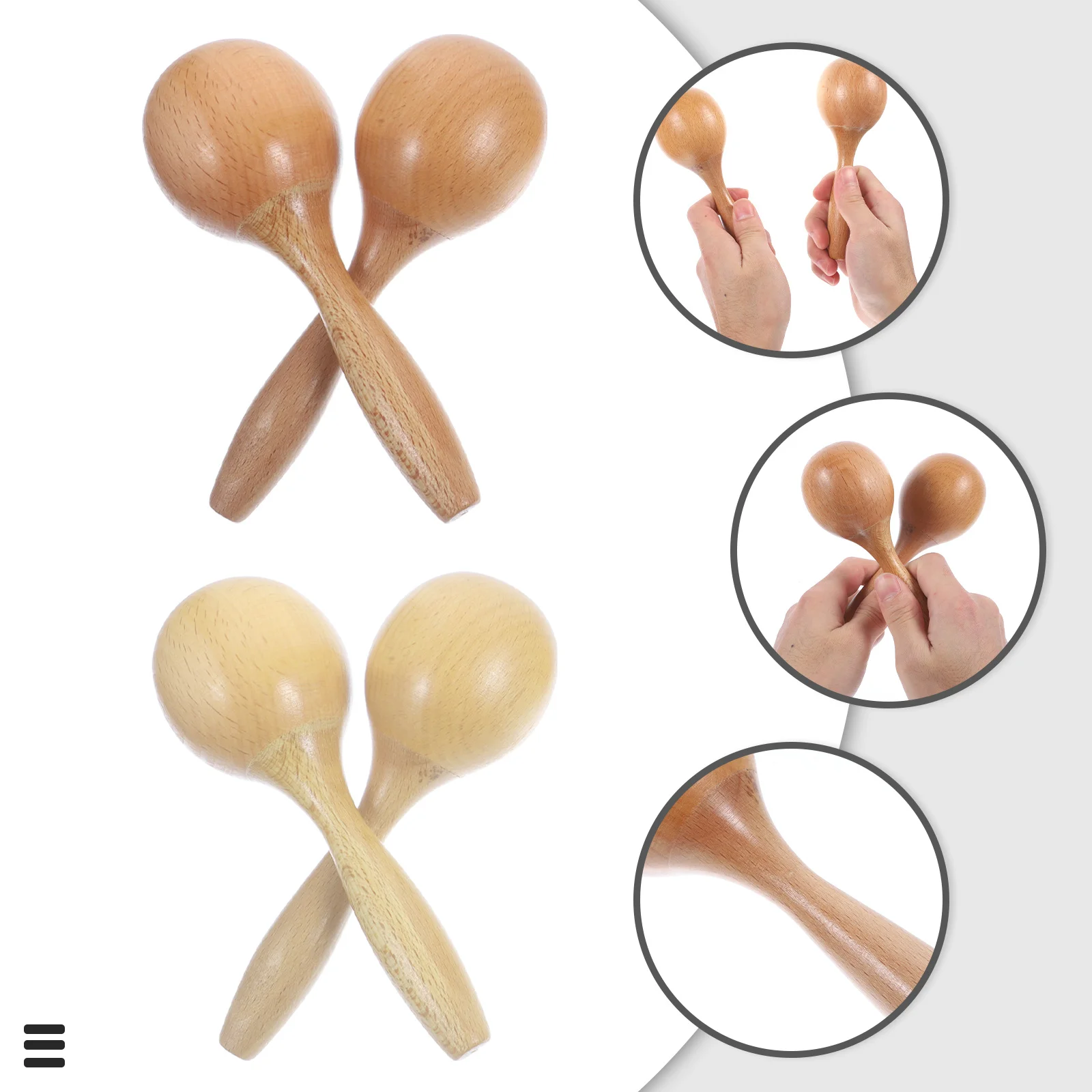 4 قطع من الآلات الموسيقية الخشبية Maracas صانع الضوضاء الهزازات أدوات الإيقاع التعليمية لموسيقى ما قبل المدرسة