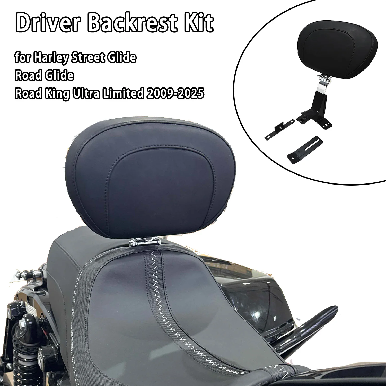 Motorcycle Parts Driver Backrest Kit For Harley Touring Street Glide Road Glide Road King Ultra Limited 2009-2025 Soft Cushion