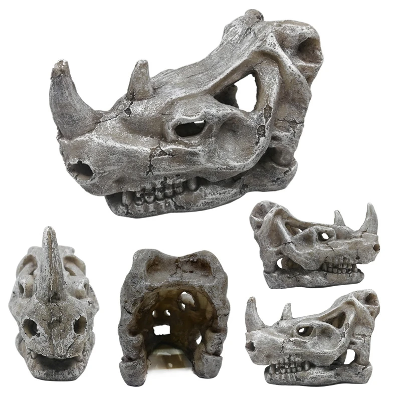 Animals Skull Fish Tank Fossil Dinosaur Ornaments Aquarium Rhinoceros Bone Decoration Fishbowl Crocodile Jellyfish Carp Turtle