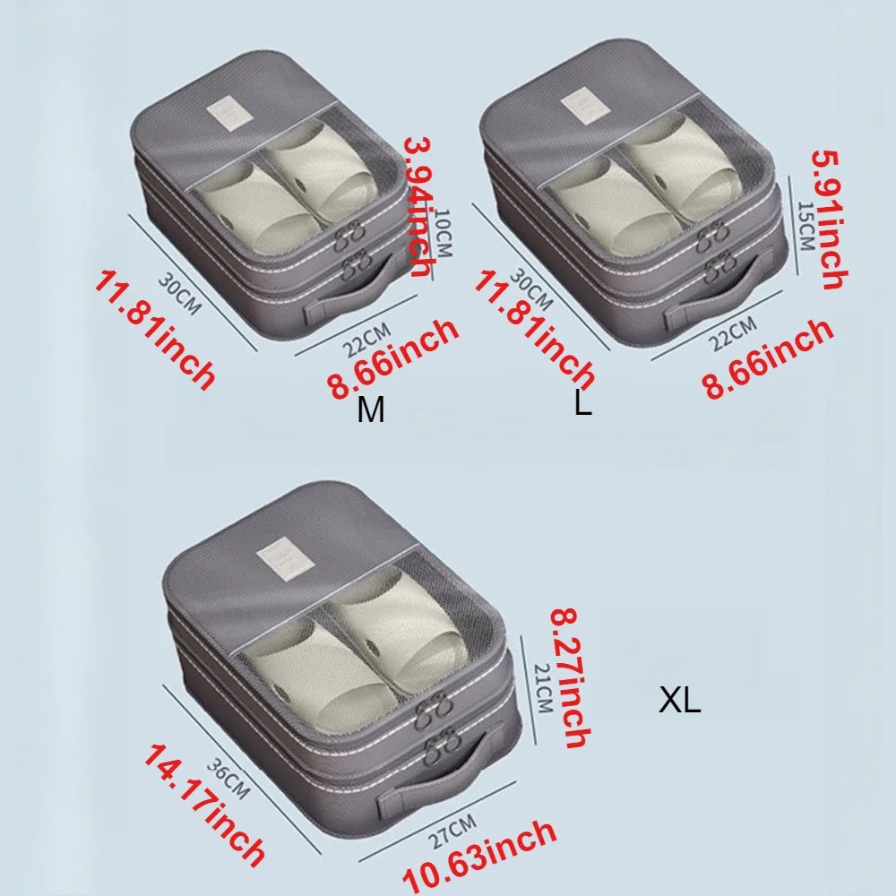 M/L/XL 3-Layer حقيبة تخزين الأحذية القابلة للتعليق مع سحاب مقاوم للماء قابل للطي منظم أحذية السفر للسفر في الهواء الطلق المنزل #6