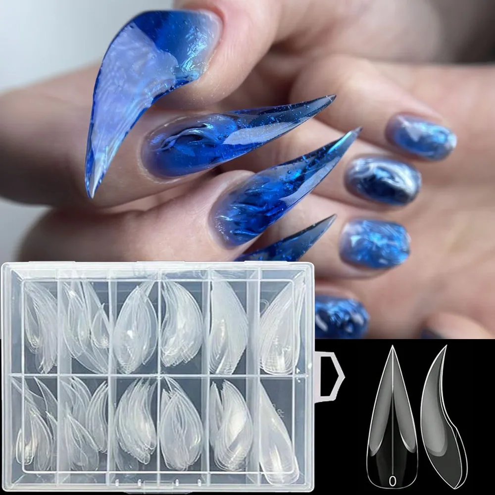 

1box 3D Curved Stiletto Eagle Claw Nail Dual Form Nail Extension Cats Claw Acrylic Full Cover Molds Claw Hawk Sculptural Molds