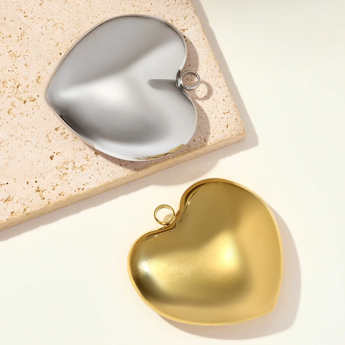 3Pcs/Lot Stainless Steel 50*50mm Big Size Charms Love Heart Necklace Pendants For DIY Fashion Jewelry Making Necklace Wholesale