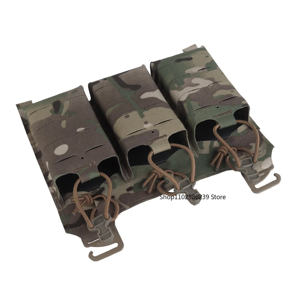 Tactical Triple 5.56 Mag Pouch G-Buckle &amp; Magic Patch Mount Front Panel MOLLE Airsoft Hunting FCPC V5 Vest Accessories