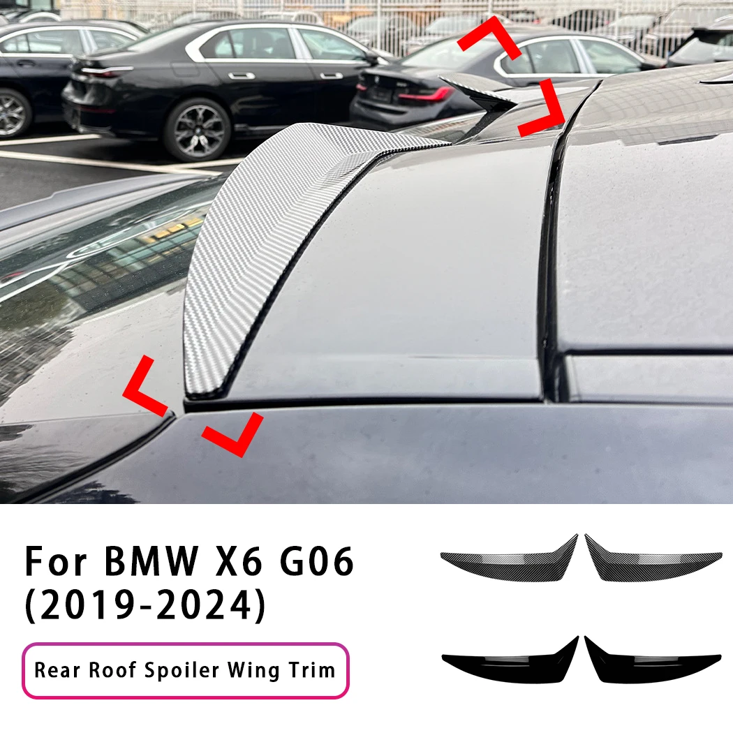 2PCS Car Roof Spoiler Wing Rear Extension Trim Trunk Lid Window Upper Lip Body Kit For BMW X6 G06 2019-2024