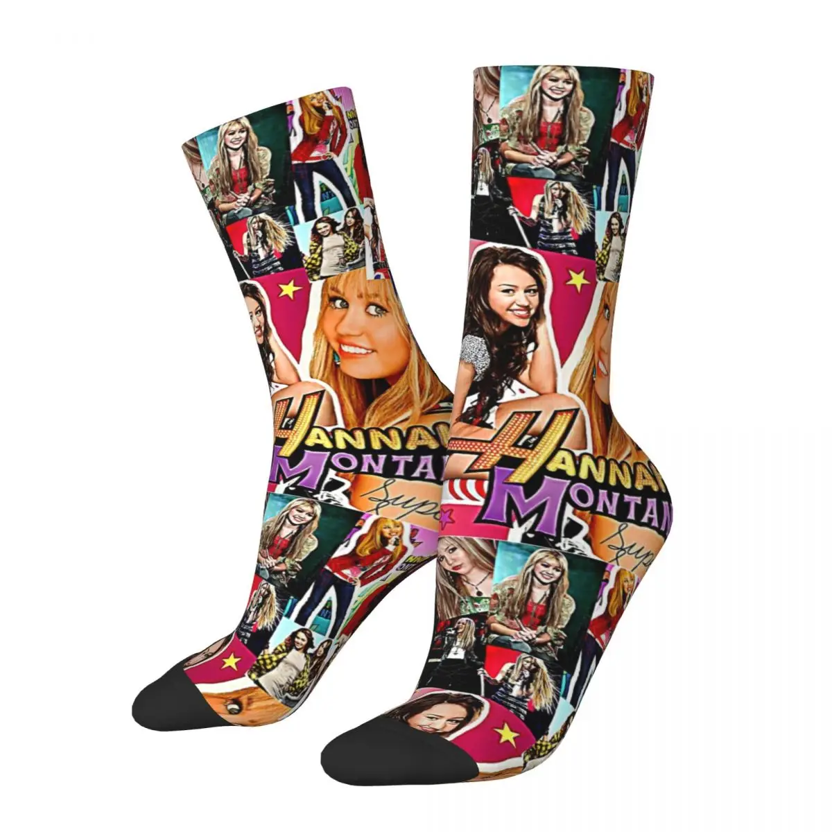 

Winter Warm Retro Women Men Hannah Montana Collage Socks Breathable Basketball Socks