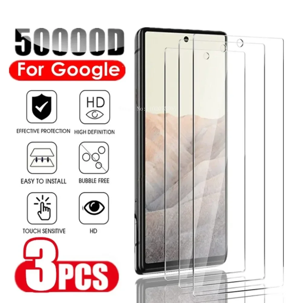 3Pcs Tempered Glass Film For Google Pixel 8A Pro 7 7A 6A 4 3 XL Screen Protector For Google Pixel7 8Pro Pixel6A Pixel8 Glass