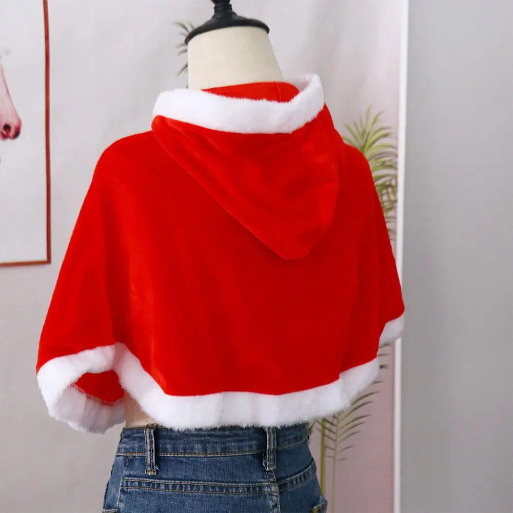 Chal para niña, capa roja, disfraz de Papá Noel, Otoño Invierno, capa de Navidad, capa de Navidad, Ponchos con capucha para mujer, disfraz de Cosplay