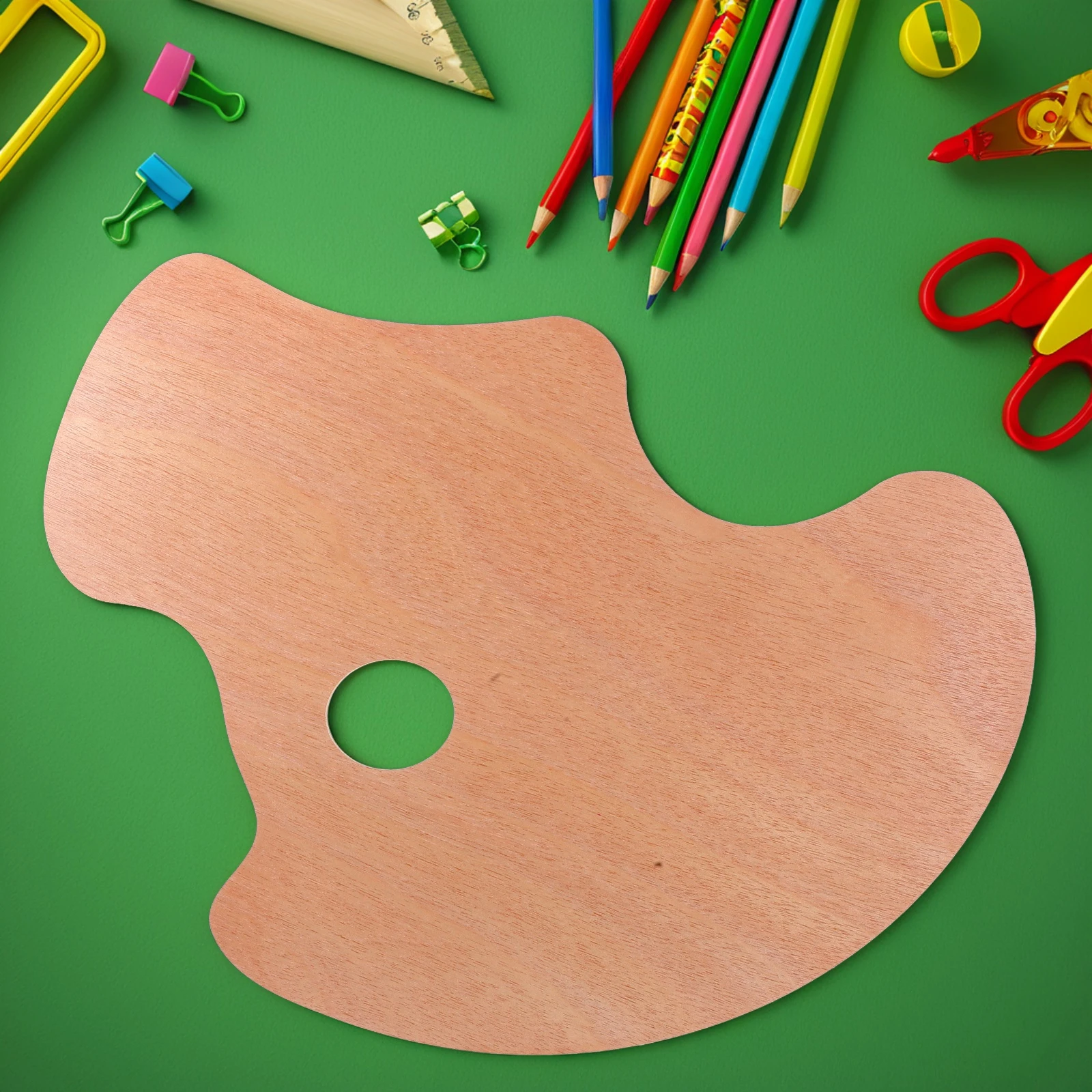 

Oil Painting Palette Art Mixing Tray Hand Held Wooden Ergonomic for Acrylic Watercolor with Thumb Hole Durable for Artists