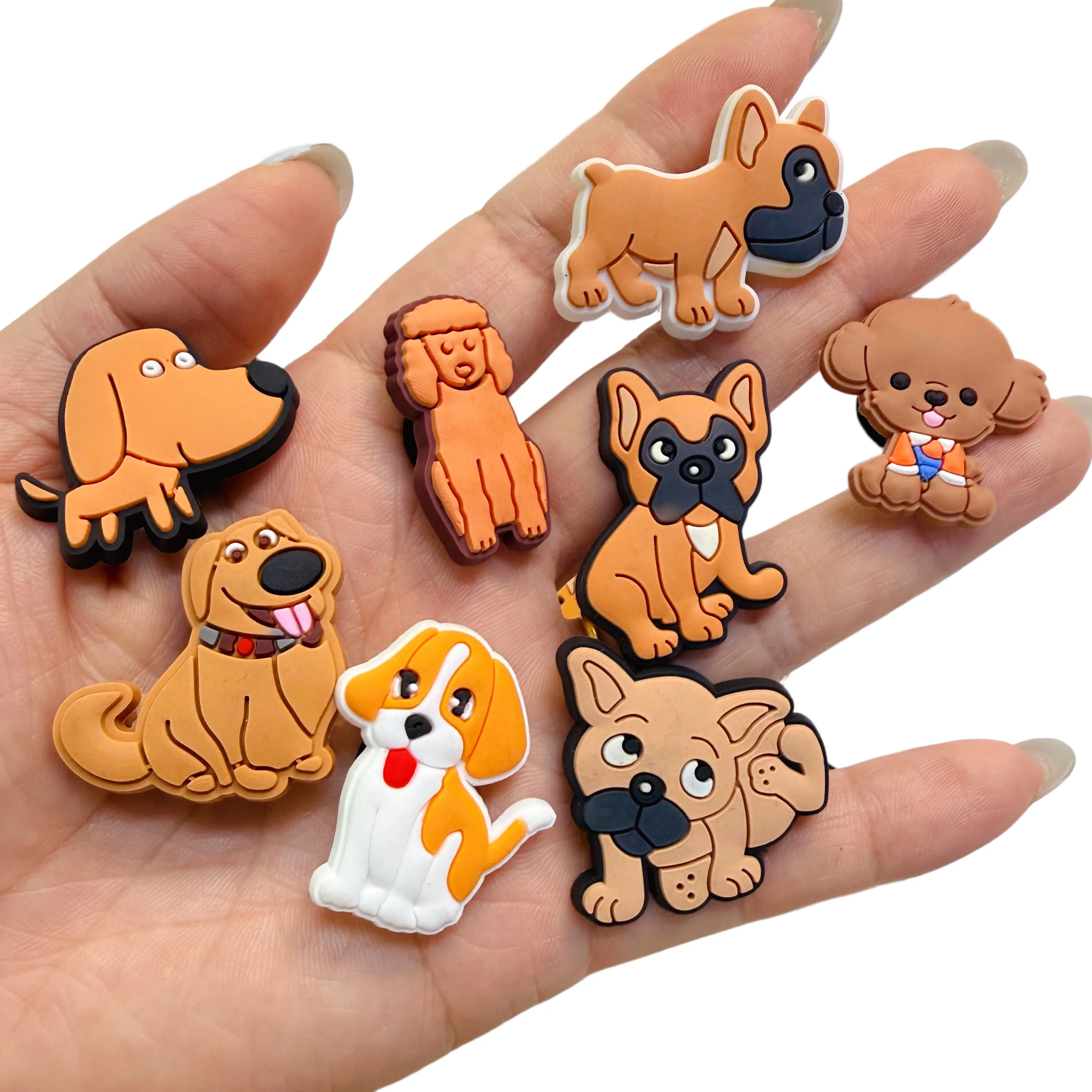 26-100Pcs Wholesale Beagle Corgi  Shoe Buckle Charms Mix Adorable Dogs PVC Slipper Ornaments DIY Woman Man Phone Case