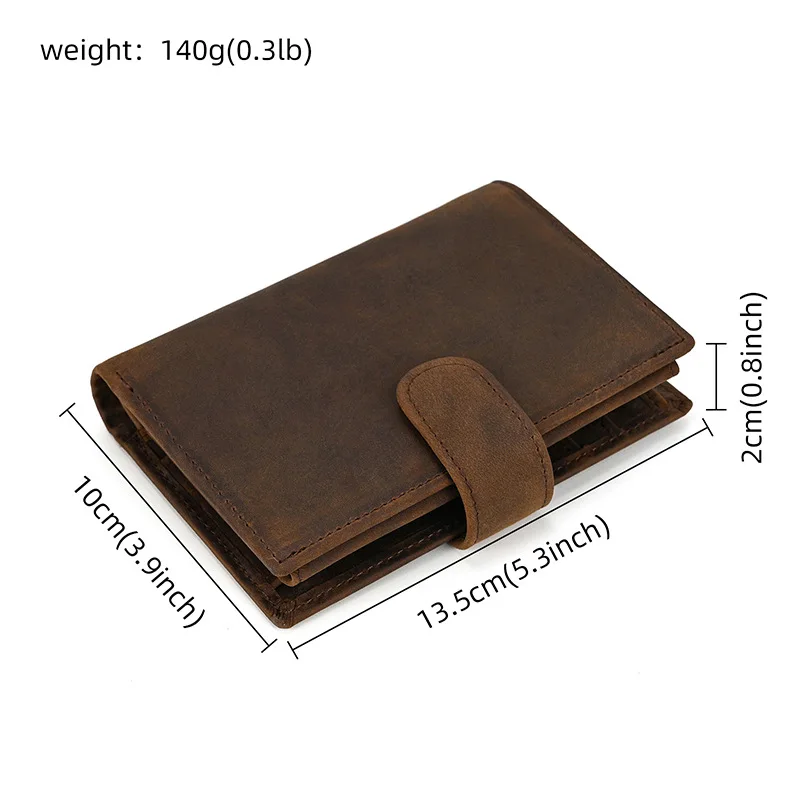 Vintage Leather Tri-fold Wallet Crazy Horse Leather Short Wallet Multi-card Slot Coin Purse Head Layer Cowhide Pocket Wallet