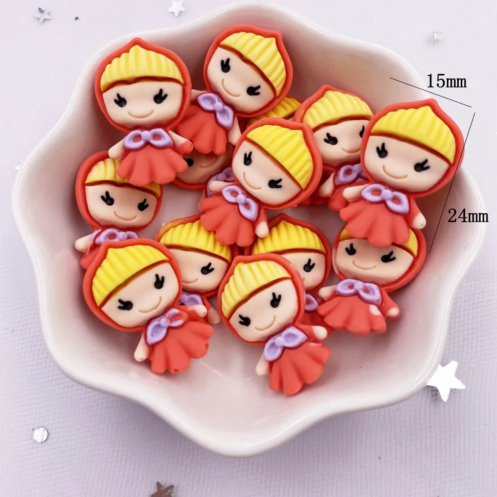 10pcs Colorful Resin Mini Girl Princess Anime Flatback Cabochon Scrapbook Craft DIY Accessory Decor Figurine Crafts OM16