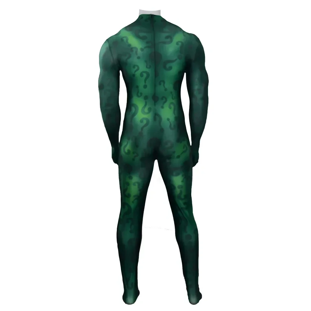 Bat man The Riddler Costume Cosplay Gotham Halloween Costume supereroe Zentai nuoto body 3D stampato tuta Outfit adulto