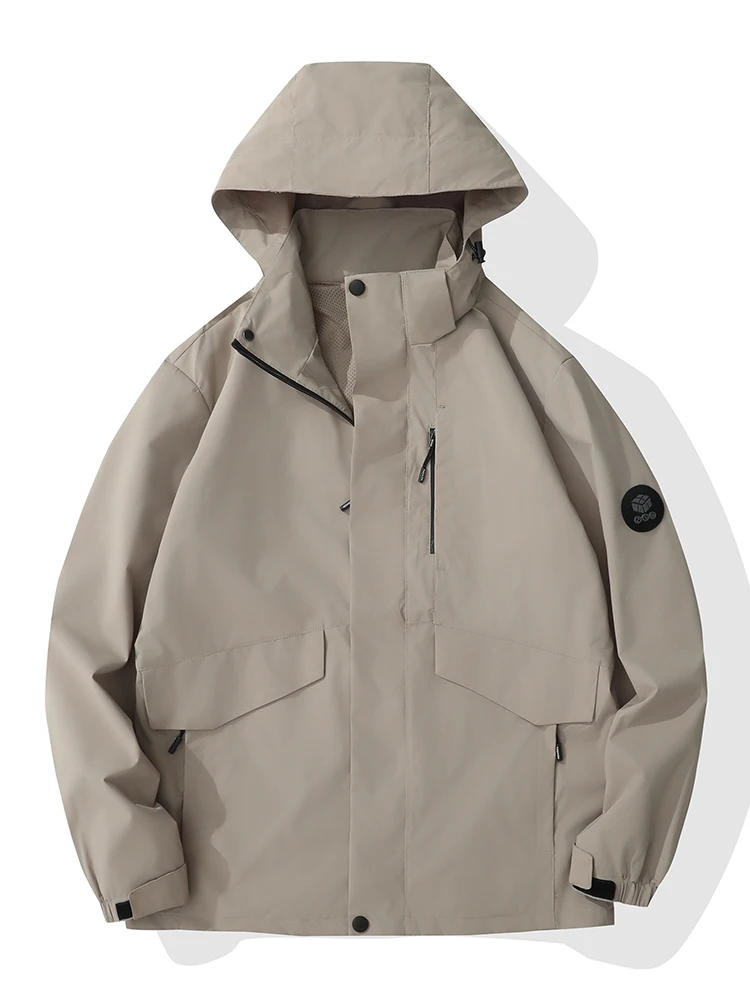 2026 Herbst Herren Wanderjacken Abnehmbare Kapuze Windbreaker Winddichte Outdoor Wasserdichte Mäntel Mit Atmungsaktiver Innenschicht – Detail 15