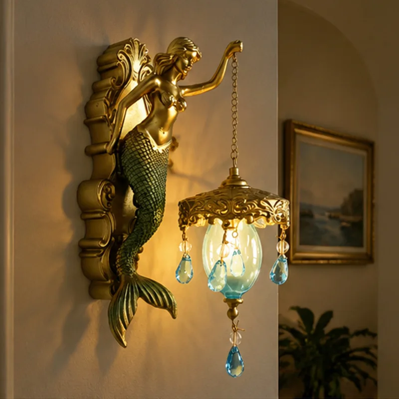 Vintage Resin Mermaid Decor Ornament, High-End & Unique European-Style Wall Hanging home accessories fairy garden miniatures