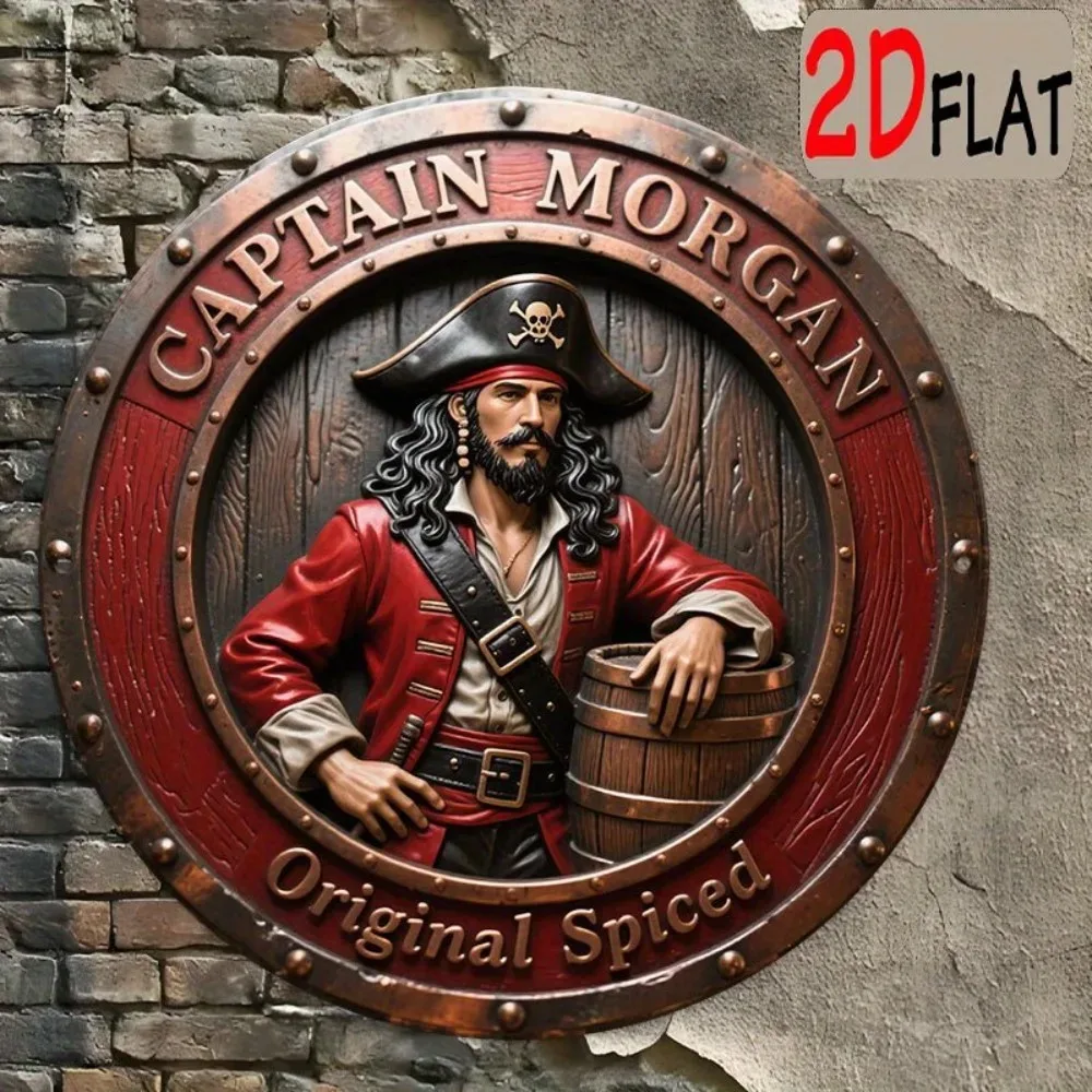 Panneau métallique bateau pirate, décoration murale nautique vintage en aluminium