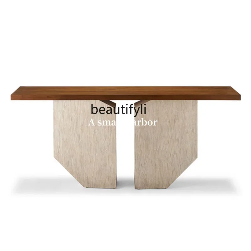 

D06 Wabi Sandy Wind Solid Wood Entrance Table Retro Against the Wall Nordic B & B Hotel Decorative View Desk