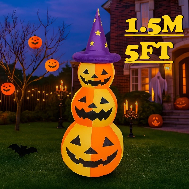 

1.5M/5FT Holiday Lighting Pumpkins Halloween Inflatable Model Luminous Inflatable Model Halloween Atmosphere Decoration Model