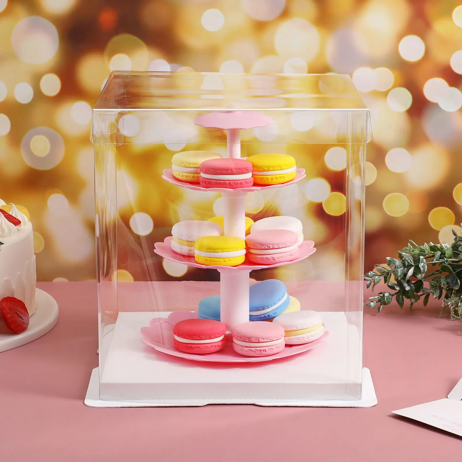 2pcs Transparent Packing Box Plastic Birthday Cake Packaging Box multiuse Gift Packaging Box Clear Cake Box Bakery Wrapping Box
