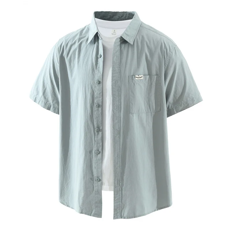 

Men's Japanese Minimalist 100% Cotton Washed Short Sleeve Shirt 2026 Summer Fashionable Versatile Loose-fit Casual Top for Men