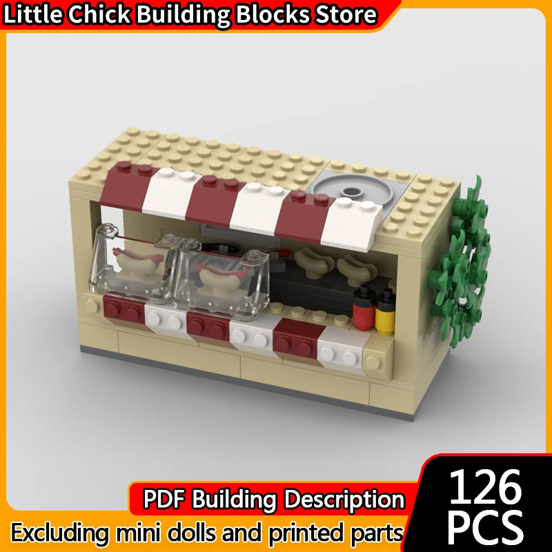 

Модель City Street View MOC, строительные кирпичи, подставка для еды для хот-догов, модульная технология, детские праздничные подарки, сборка игрушек, костюм