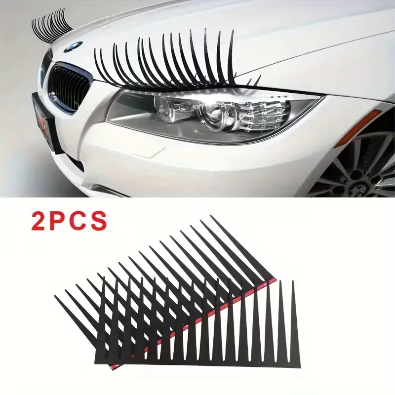 2Pcs Cute Car Eyelash Stickers Headlight False Eyelashes Decoration Universal Vehicle Holiday Car Styling Accessories