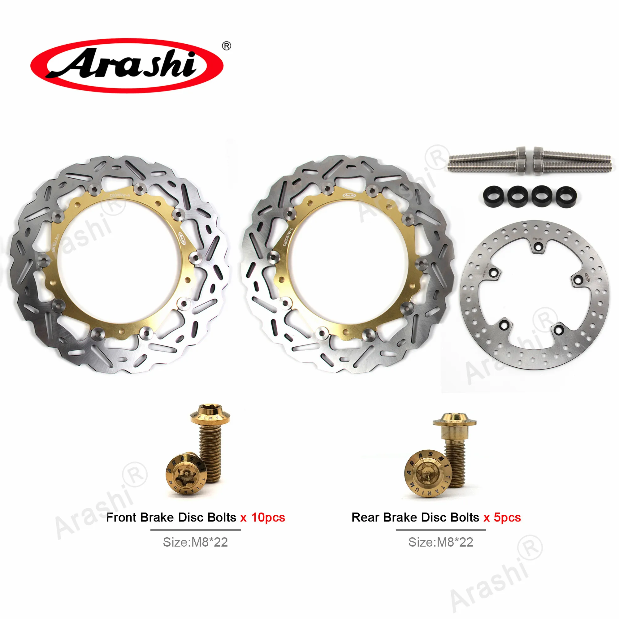 Arashi CNC Brake Disc Bolt Set F​or BMW R 1200 GS ADVENTURE 2013 2014 R1200GS GS1200 ADV Full Floating Front Rear Rotor Disk