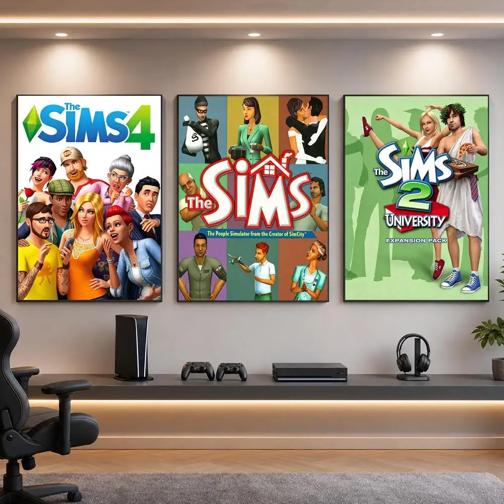 Game Simulation T-The Sims Poster HD Removable Wall Art Gift Bedroom Lounge Dorm Office Gaming Cafe Bars