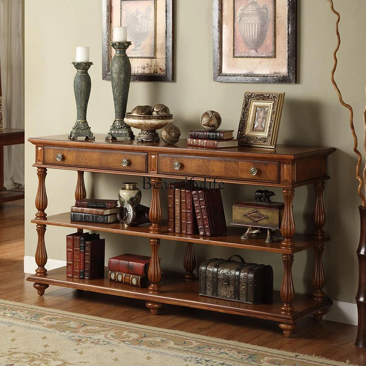 

American retro old porch table entrance porch table European all solid wood