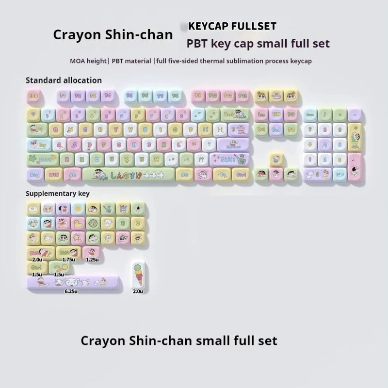 Imagem -06 - Crayon Shinchan Anime Tema Keycaps Keycaps Periféricos Lua Perfil Cereja Pbt Hot Sublimation Teclado Mecânico 135key