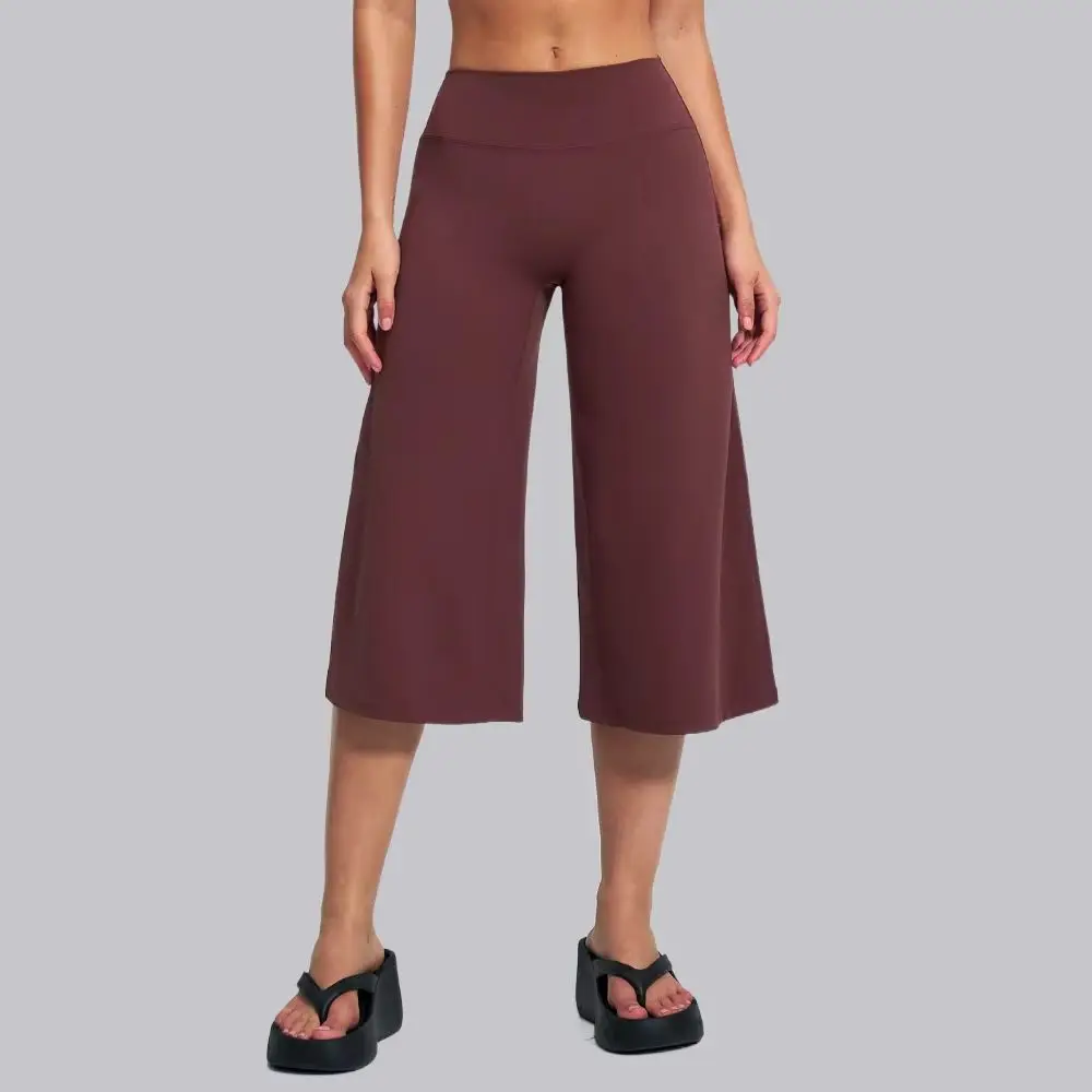 Women's Yoga Capri Pants Fitness Running Workout Gym High Waist Push Up Wide Leg Capri Pants Butt Lifting Tummy Control Stretchy