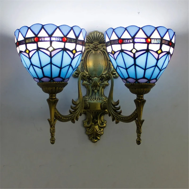 European Mediterranean blue wall lamp Living room Dining room Bedroom Study Villa Hotel Cafe Bar Aisle wall lamp