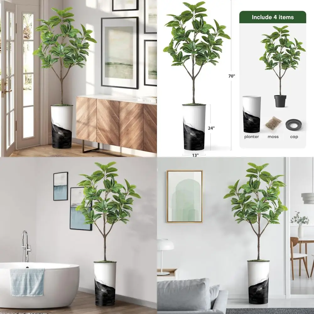 

Indoor Outdoor Artificial Tree with Fake Rubber Silk Leaves - 70 Tall for Home Decor and Planters