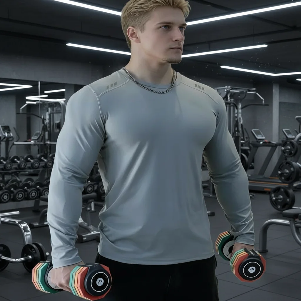 

Рубашки для тренировок для мужчин, одежда для фитнеса, топы с длинными рукавами, быстросохнущие, тонкие, большие размеры, нейлон, свободный крой