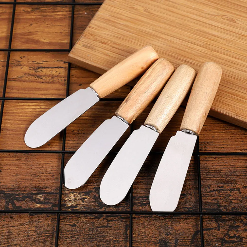 6Pcs Reusable Stainless Steel Baking Spatula Set with Ergonomic Wooden Handle for Home Bakery Butter Spreading Cream Scraping
