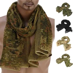 Tactical Cotton Scarf Camouflage Mesh Neck Scarf KeffIyeh Sniper Face Scarf Veil Shemagh Head Wrap for Outdoor Camping Hunting