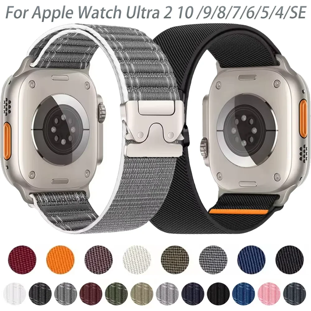 

Плетеные нейлоновые ремешки для Apple Watch Ultra 2 49 мм 10 46 мм 42 мм 9 8 7 45 мм 41 мм Эластичный ремешок с парашютом iWatch 6 5 4 SE 44 мм 40 мм