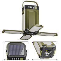 Solar Camping Light 2000mAh Power Bank Intelligent Display 4 Leaf Folding Outdoor Waterproof Portable Camp Lamp Flashlight