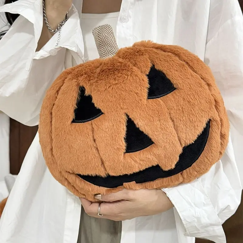 Spooky Pumpkin Ghost Face Plush Throw Pillow Cushion Sofa Decoration for Halloween Party Home Decor Gift