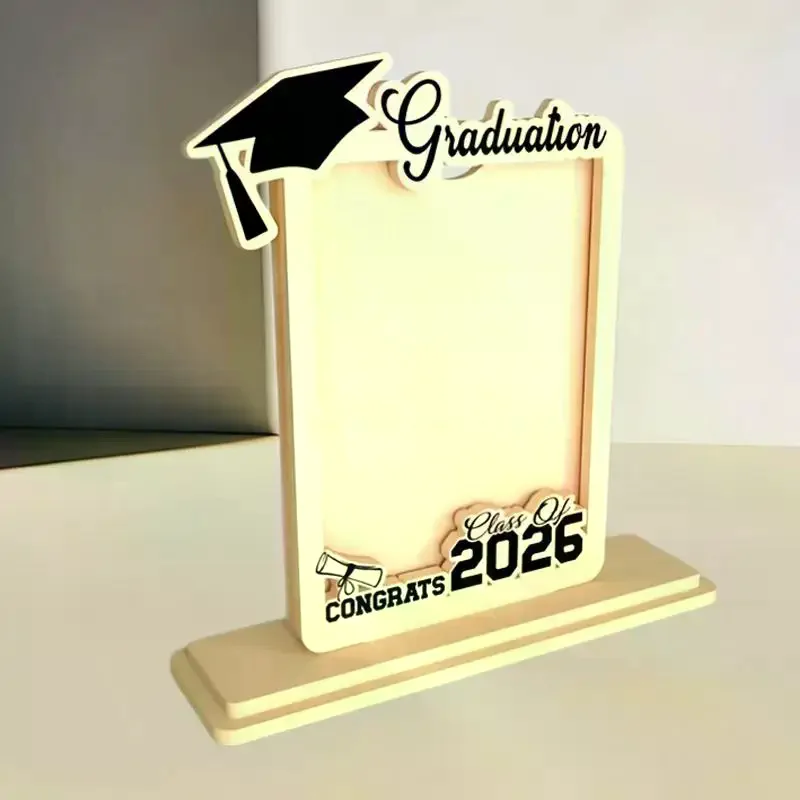 Wooden Graduation Photo Frame With Grad Cap Diploma Decor Class Of 2026 Ideal Grad Gifts Desk Decor Souvenir
